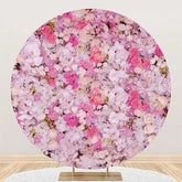 Aperturee - Light Purple Red Floral Wall Round Wedding Backdrop
